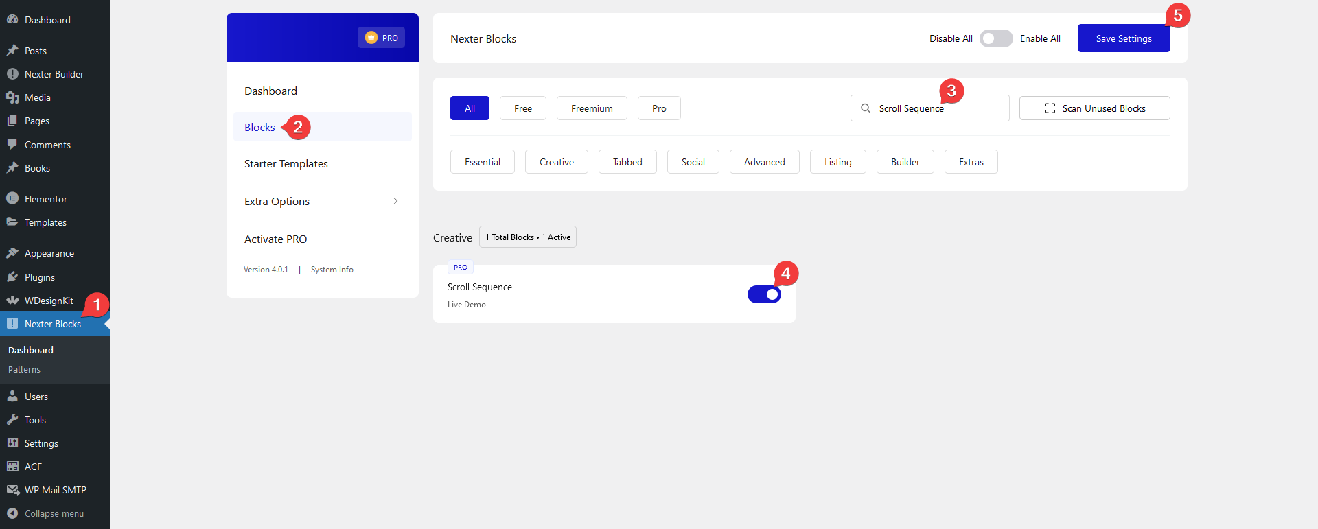 scroll sequence activation