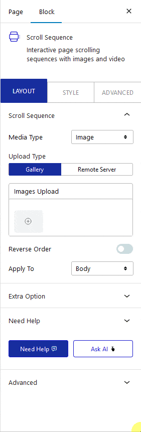 scroll sequence body