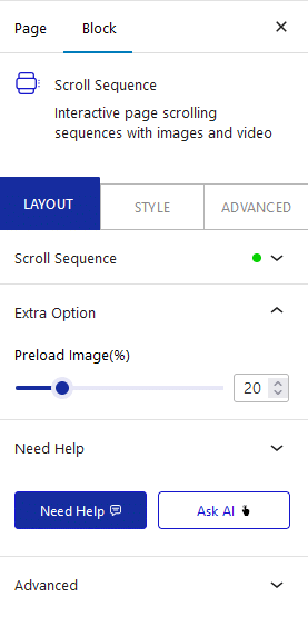 scroll sequence extra option