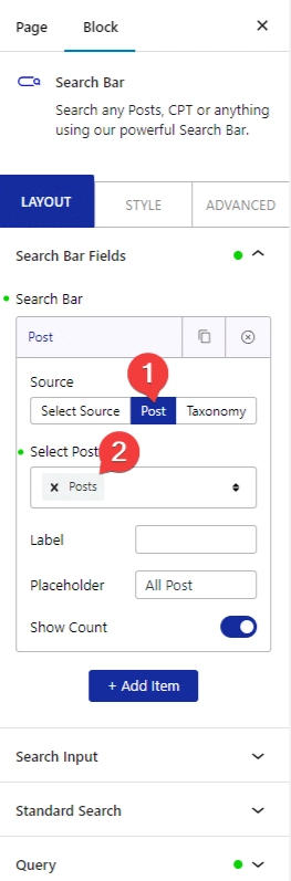 searchbar select post