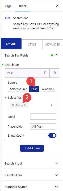 searchbar select product 1