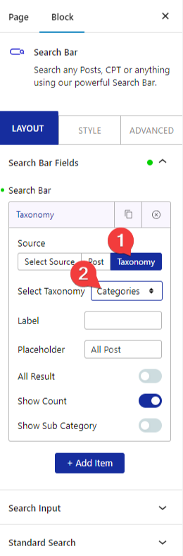 searchbar select