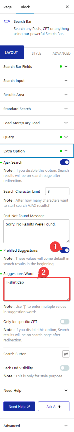 searchbar taxonomy prefilled suggestions 1