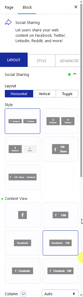 social sharing layout