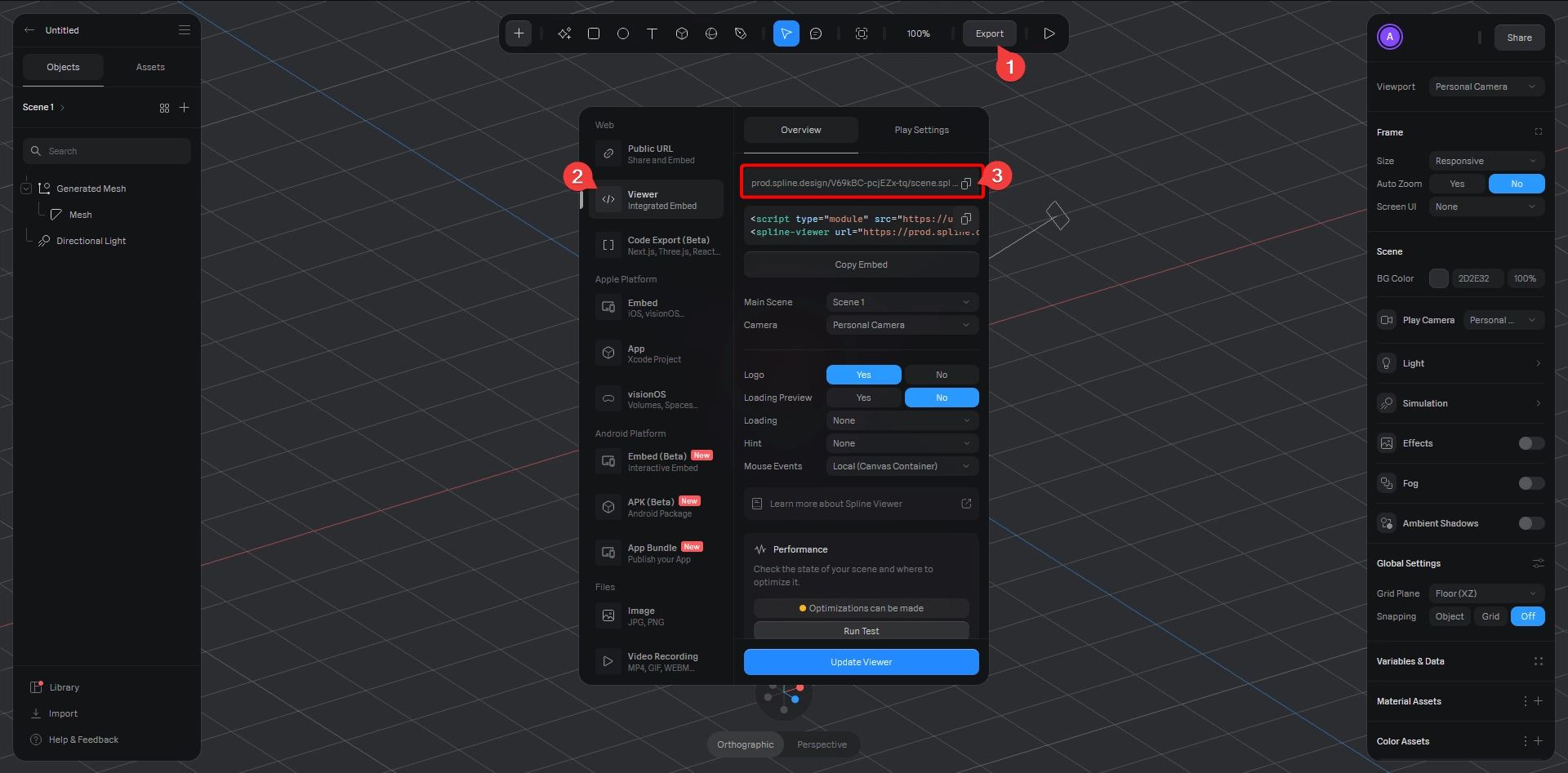 spline 3d viewer object