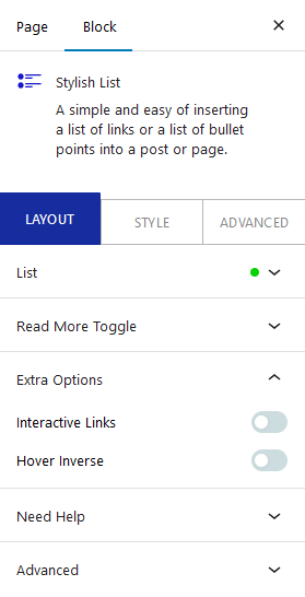 stylish list extra options