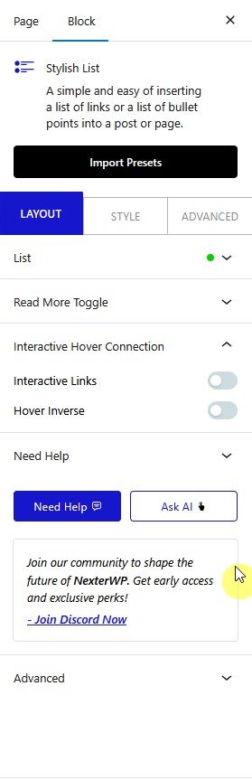 stylish list interactive links new