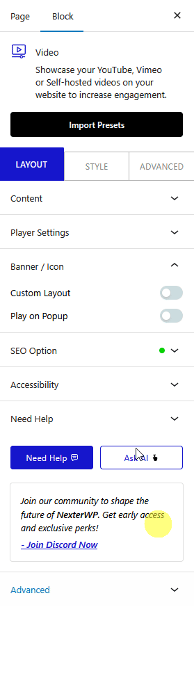 video banner icon play on popup new