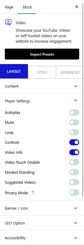 video player settings new