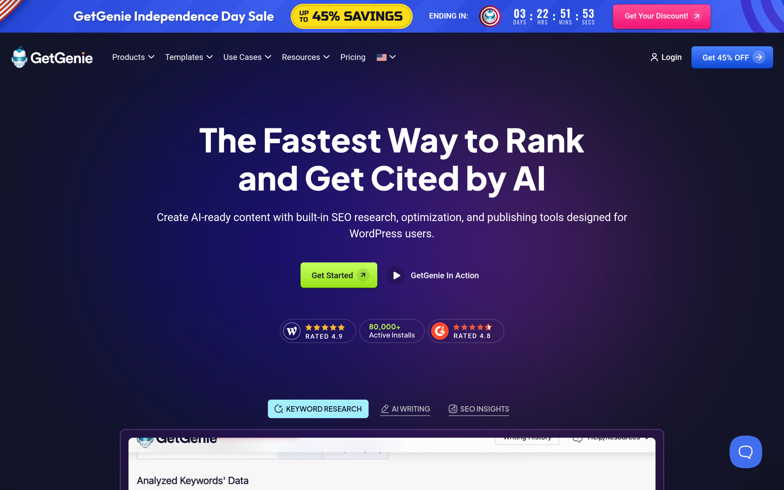 GetGenie AI content writer and SEO assistant for WordPress