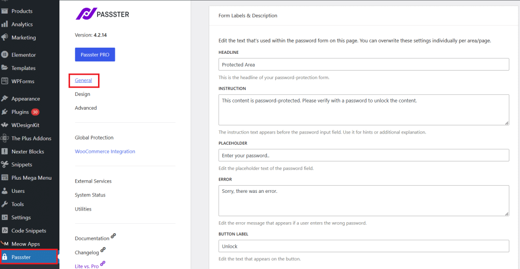 Configure the settings