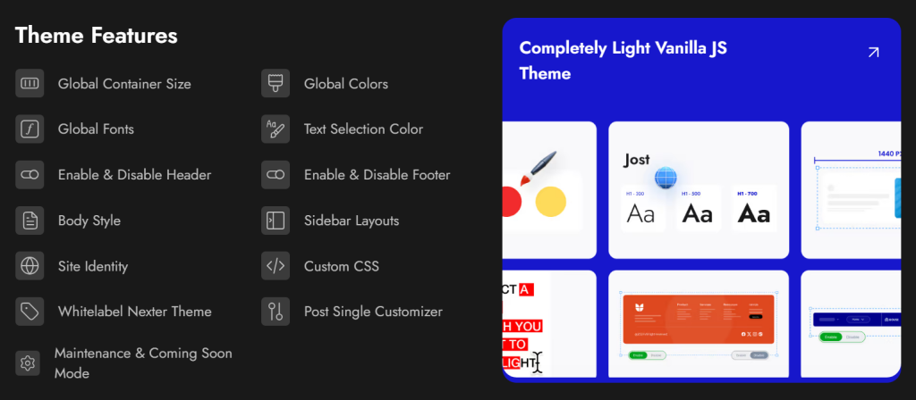 Nexter Theme Features