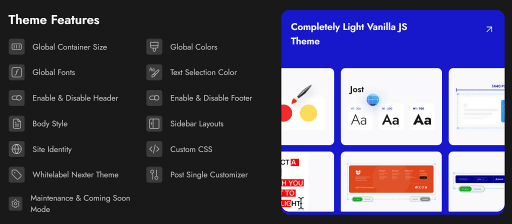 Nexter Theme Features