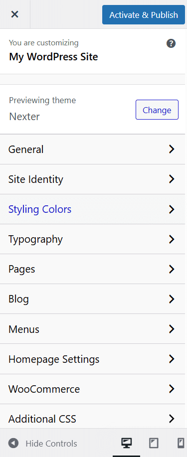Customize the Menu