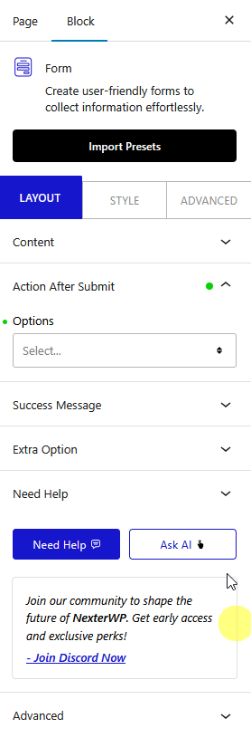form action after submit brevo new