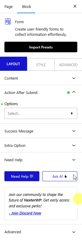 form action after submit email new