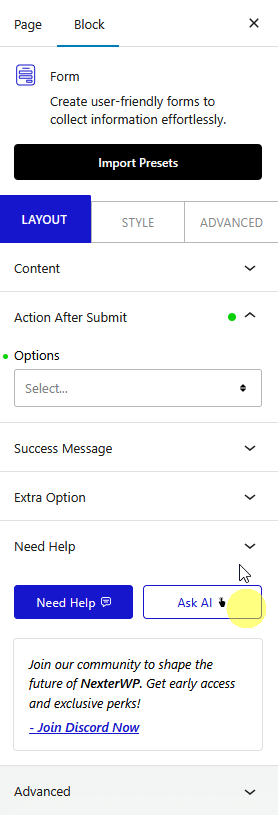 form action after submit mailchimp new