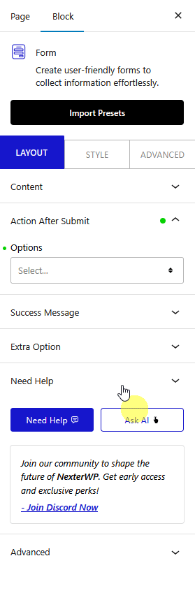 form action after submit redirect new