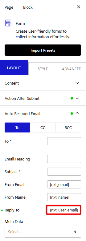 form auto respond reply to new