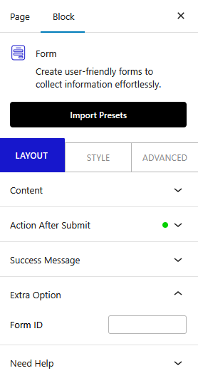 form extra option new