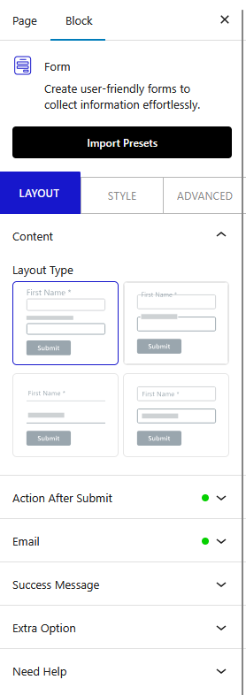 form layout type new