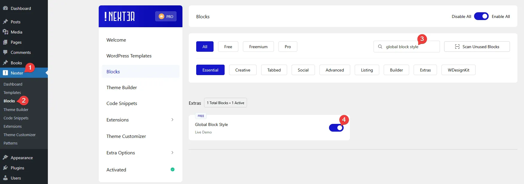 global block style activate new 1