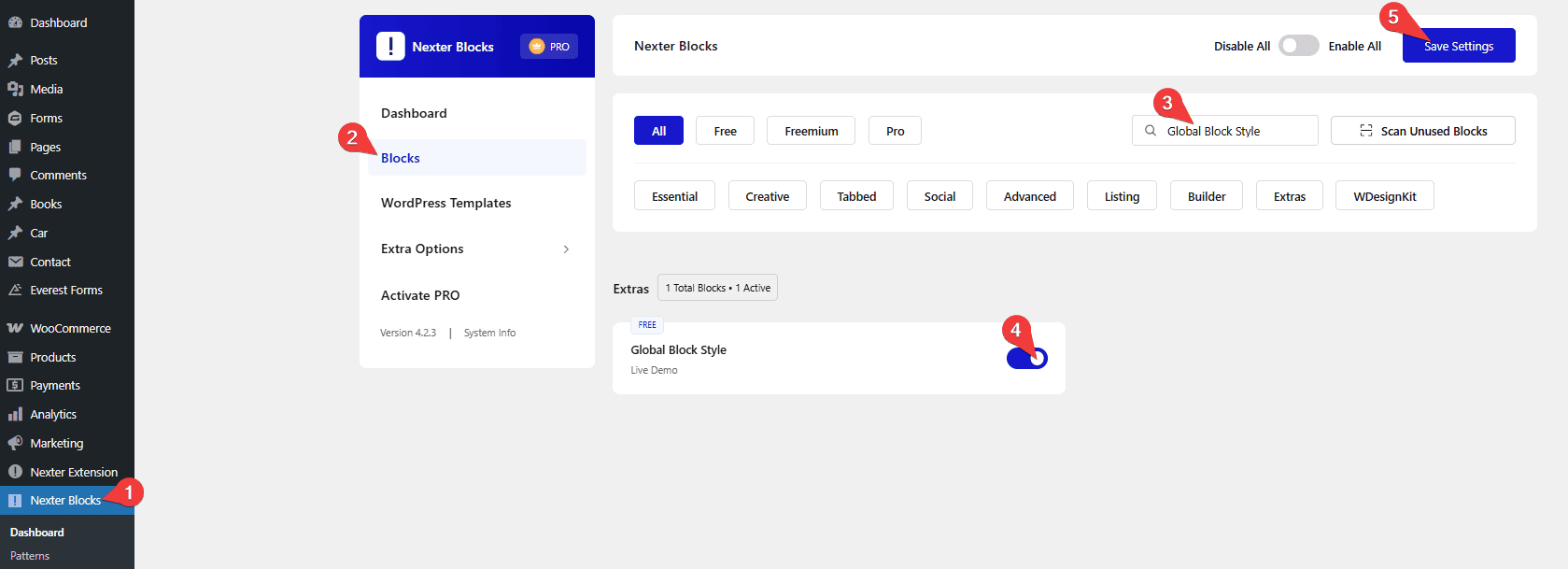 How To Add Global Style to a WordPress Block? 1 global block style activate new