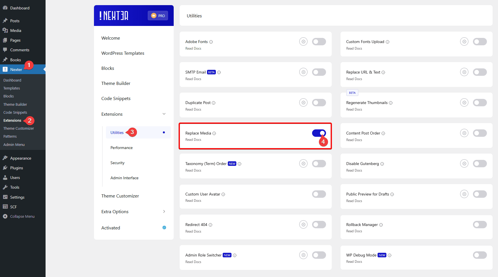 enable replace media new