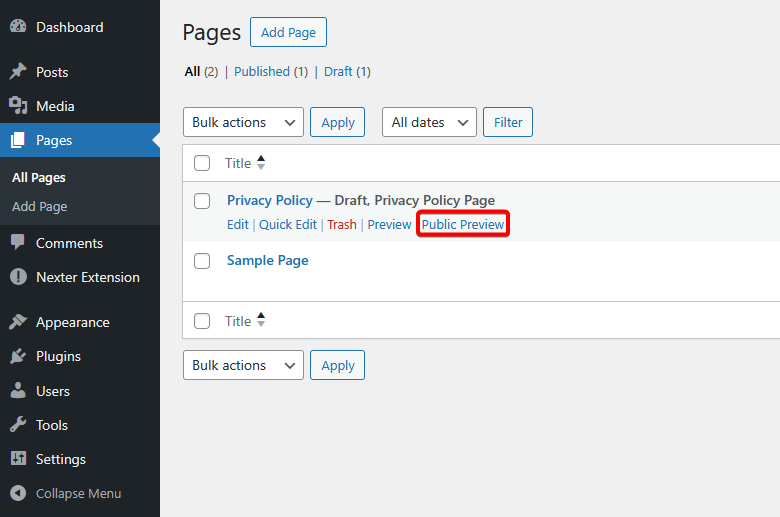 How to Enable Public Previews for Unpublished WordPress Posts? 3 public preview link