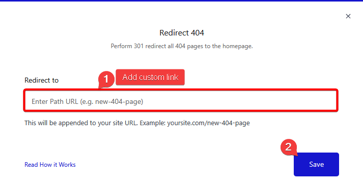 How to Redirect 404 Error Page to Homepage or Custom Page in WordPress? 3 redirect 404 popup 1