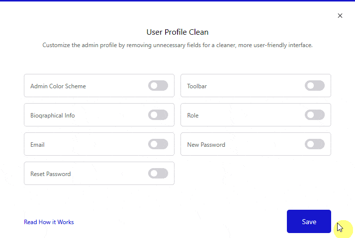 How to Clean the User Profile Page in WordPress? 2 user profile clean popup