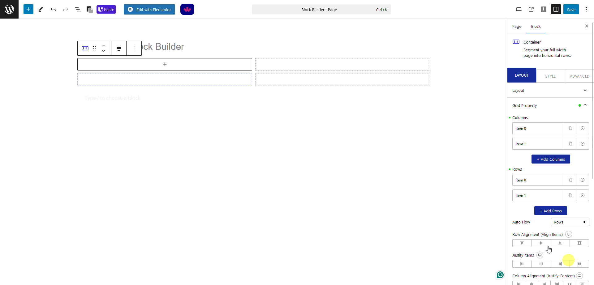 How to Create Grid Container in WordPress? 3 add child grid container