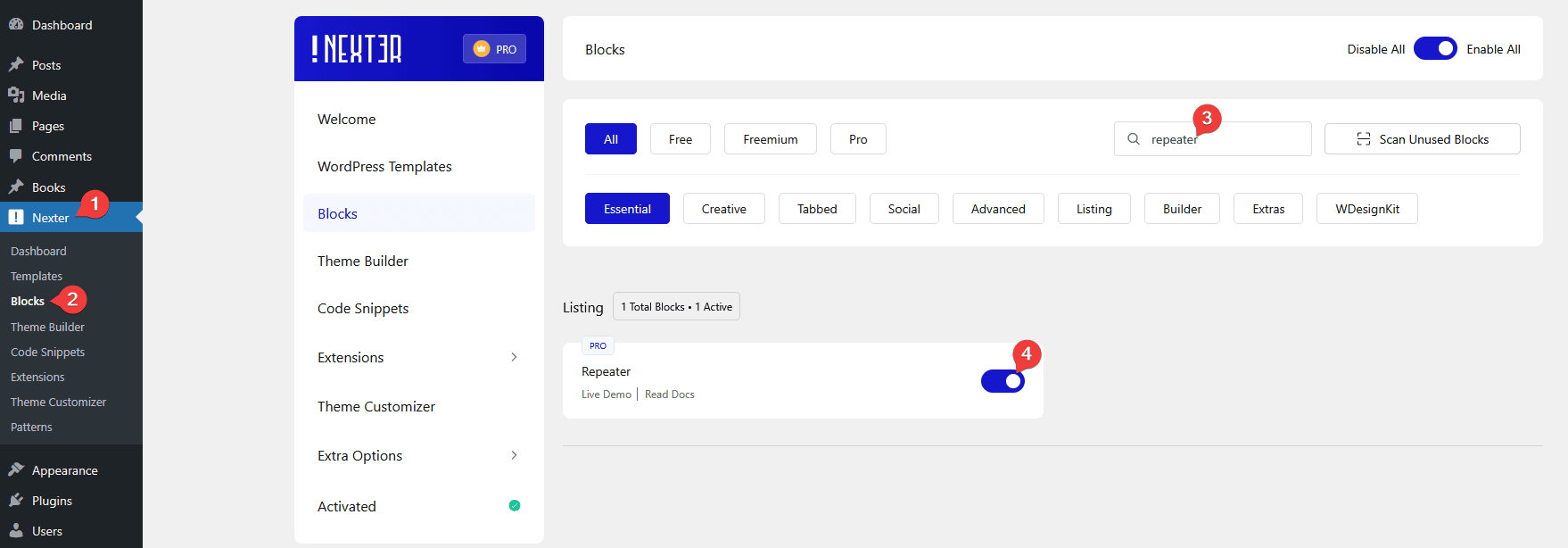 repeater activate new