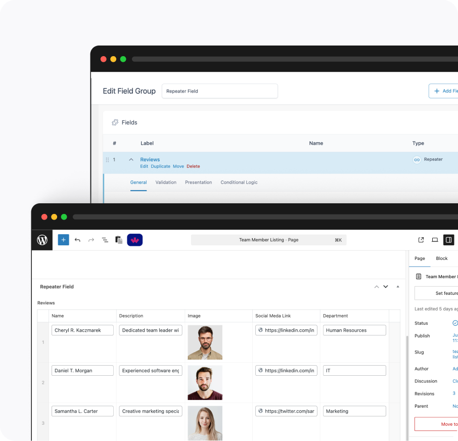 Dynamic Repeater-field Listing for WordPress 5 repeater field img