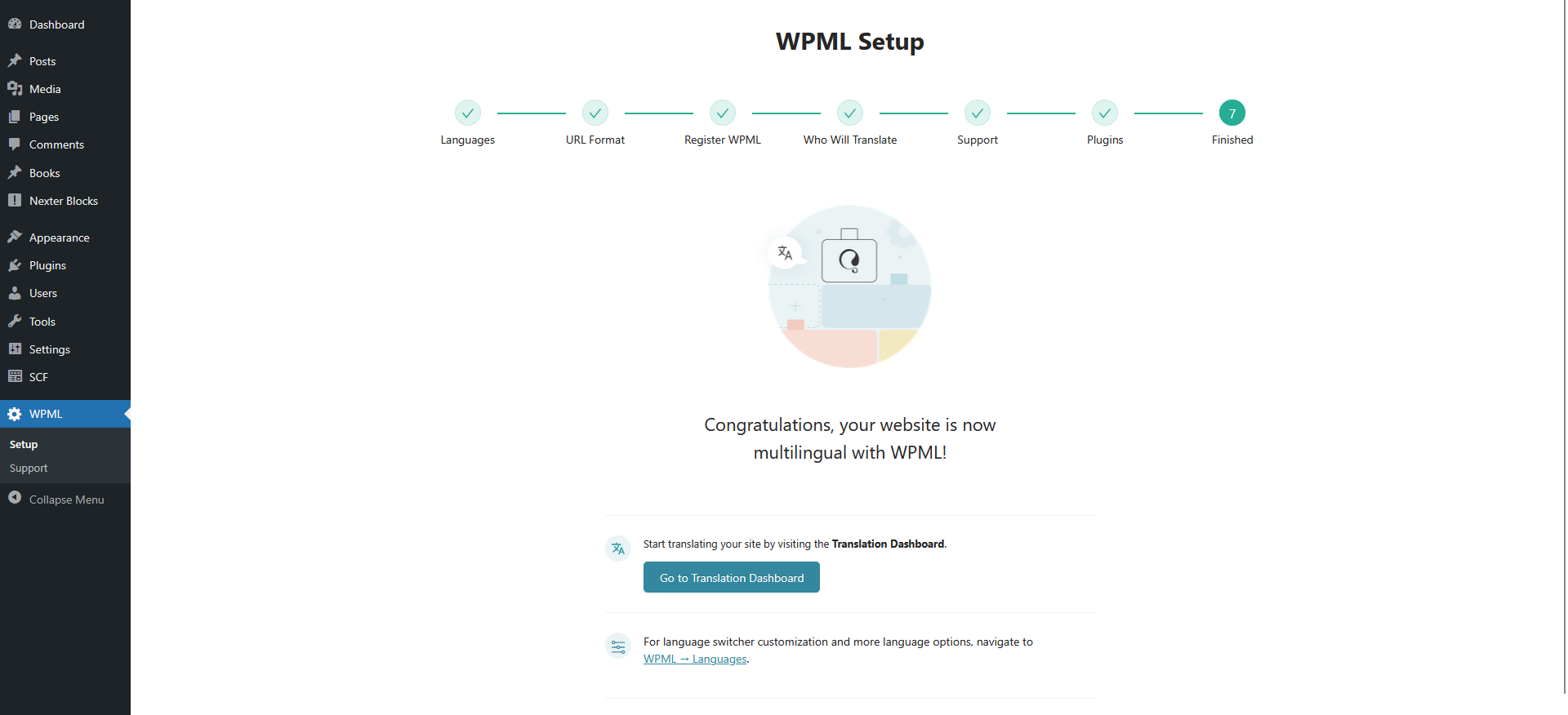 How to Create a Multilingual Website with Nexter Theme and WPML? 12 wpml setup finish