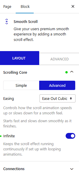 Nexter Blocks Smooth Scroll Scrolling Core Advanced