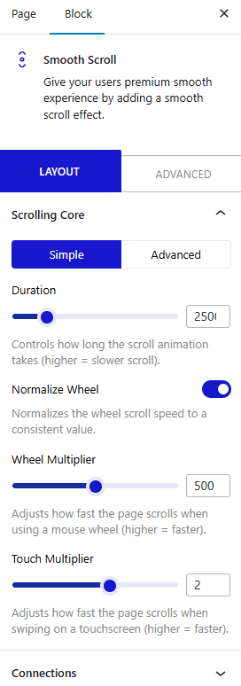 Nexter Blocks Smooth Scroll Scrolling Core Simple