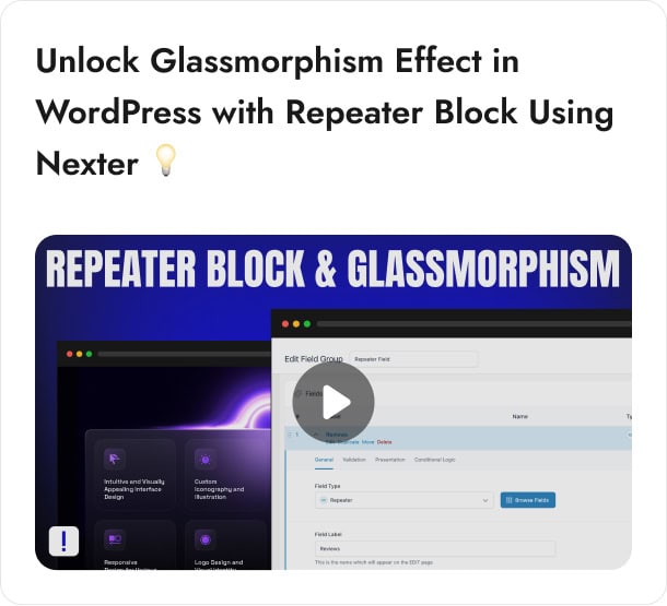 Unlock Glassmorphism Effect in WordPress with Repeater Block Using
