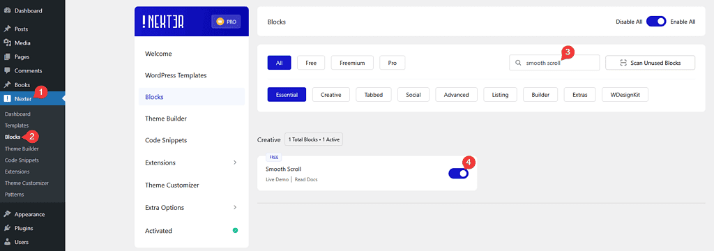 How to Add Smooth Scroll in WordPress? 1 smooth scroll activate new