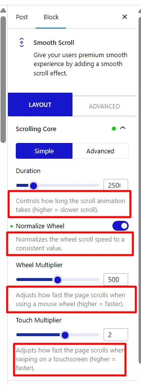 smooth scroll layout tab