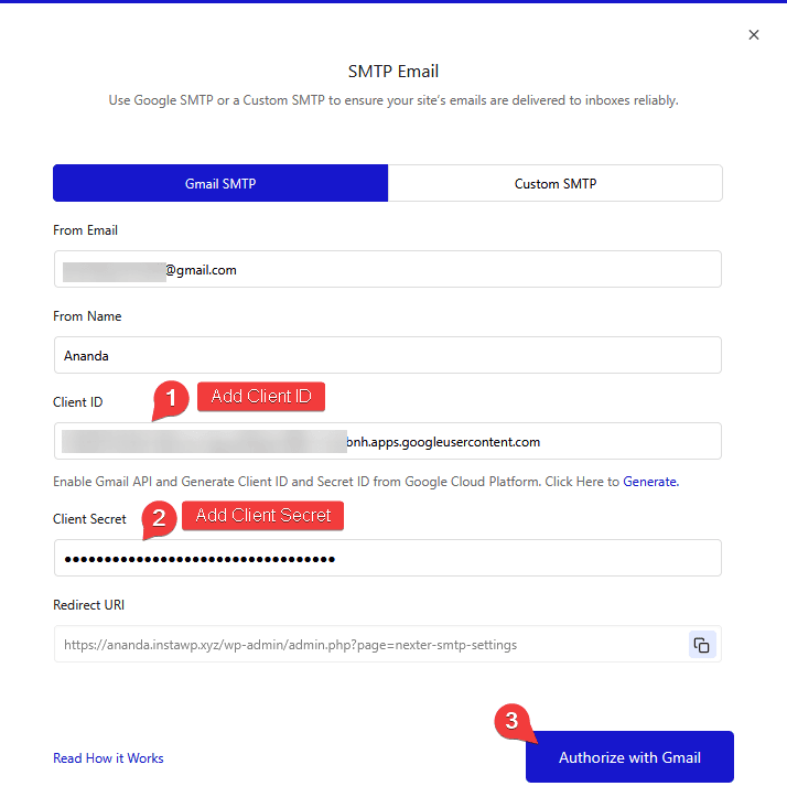 How to Set Up SMTP Using Gmail SMTP in WordPress? 21 add client id client secret new