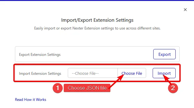How to Import and Export Nexter Extension Settings? 3 import-export-nexter-extension-popup-import