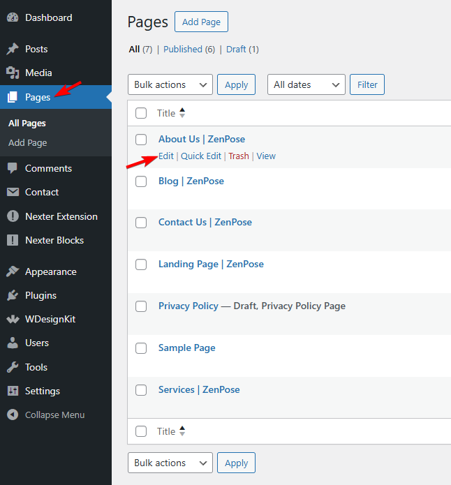 nexter blocks edit page template
