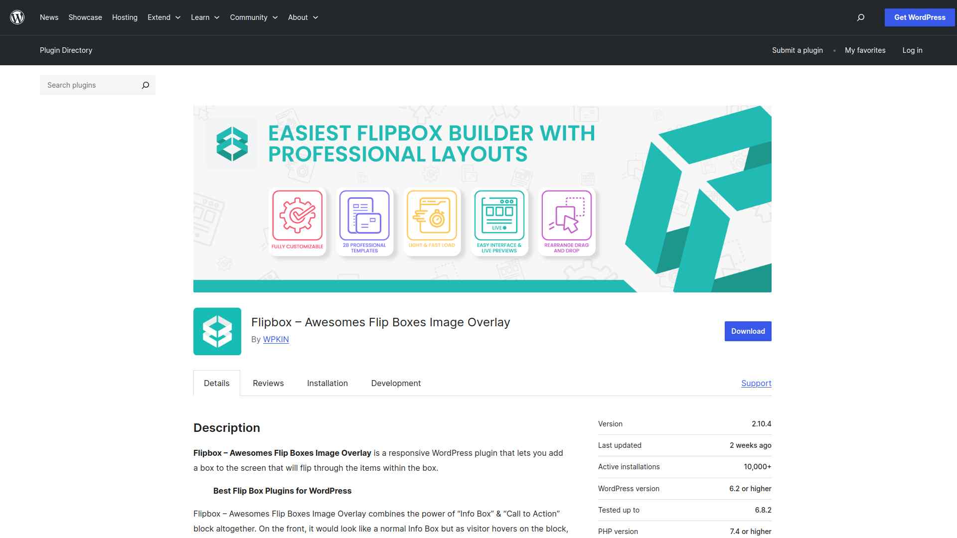 Awesomes Flip Boxes Image Overlay plugin