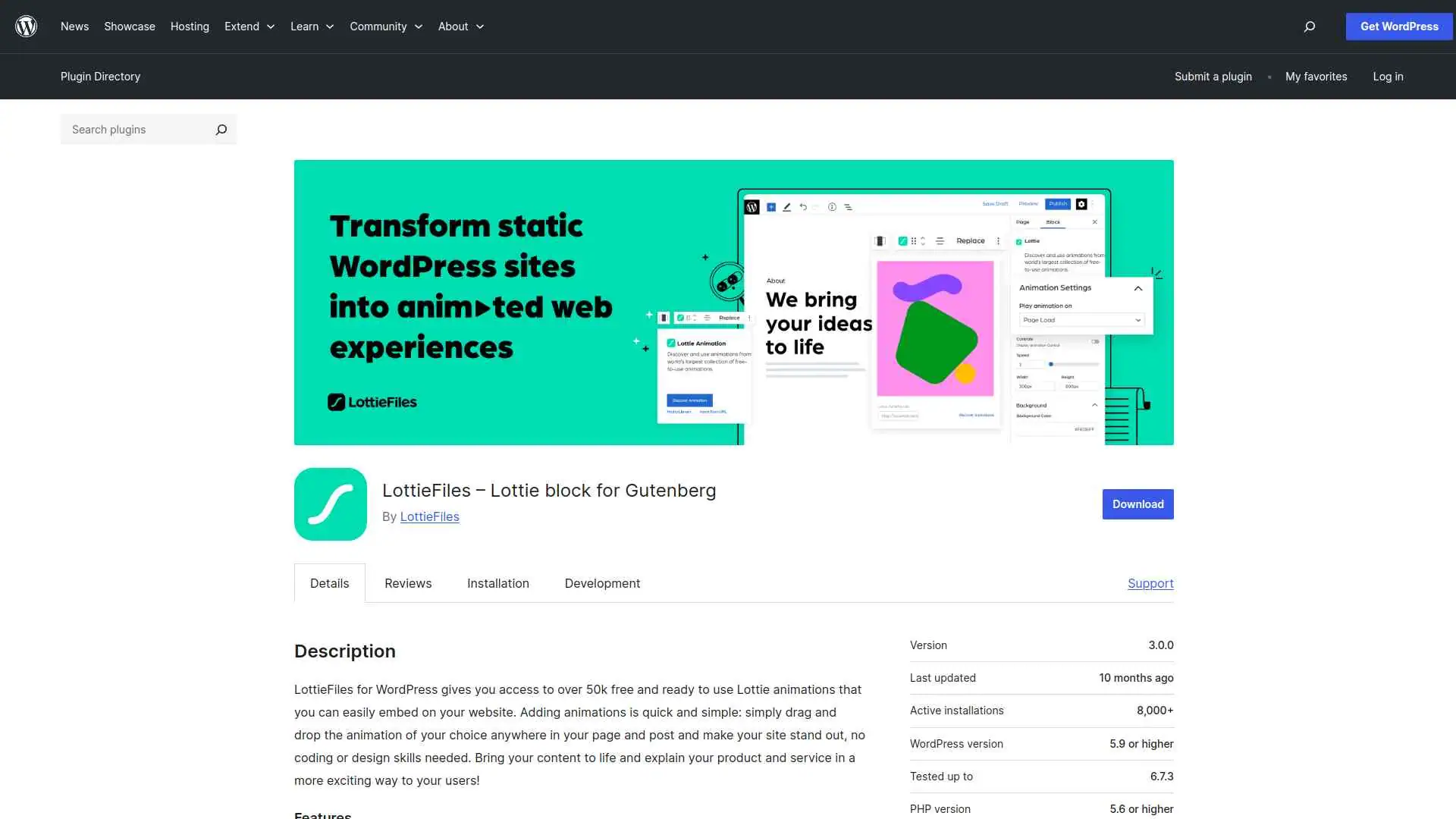 5 Best LottieFiles Plugins for WordPress Compared 9 Lottie block for Gutenberg image