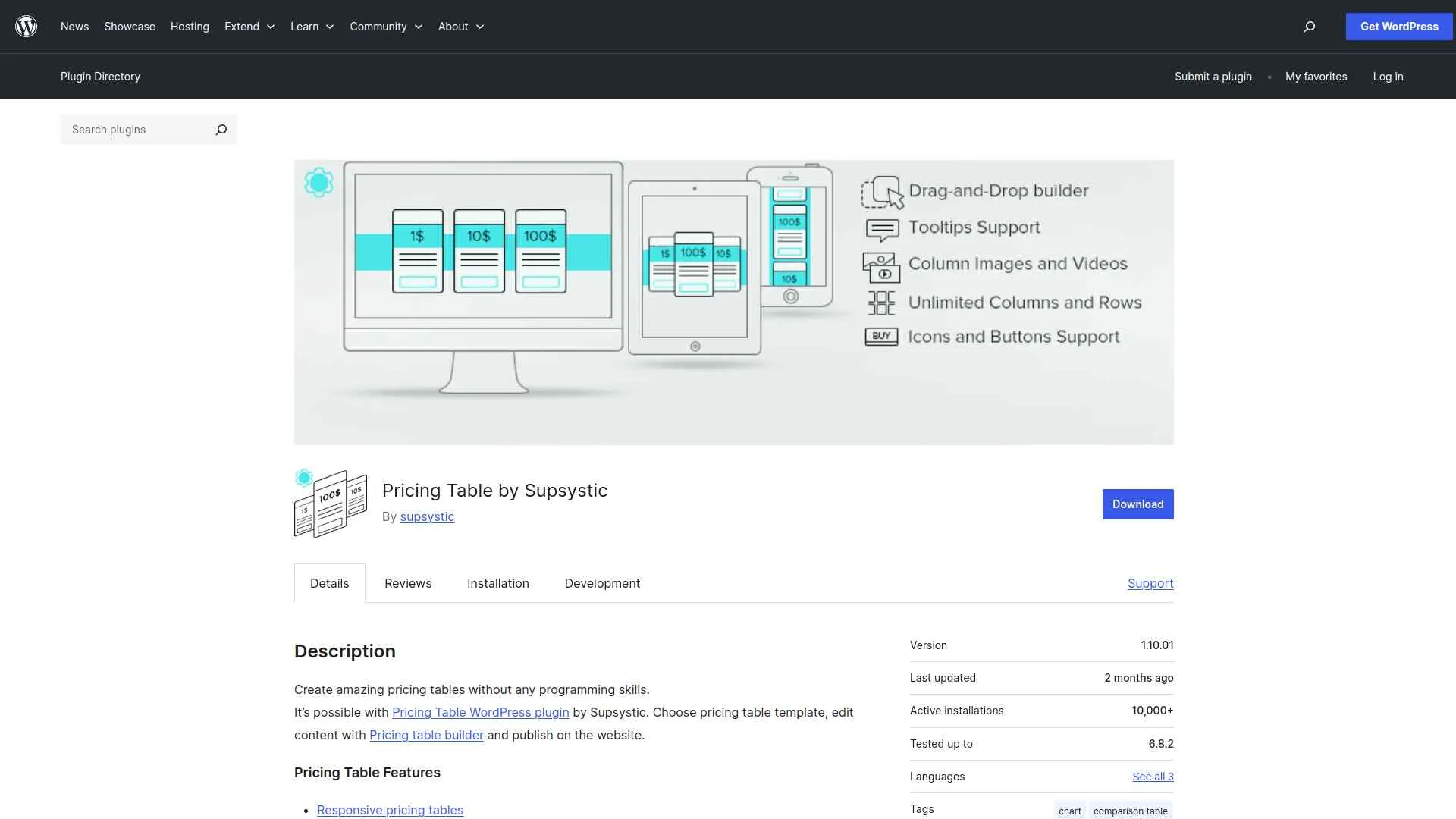 Supsystic Pricing Table image