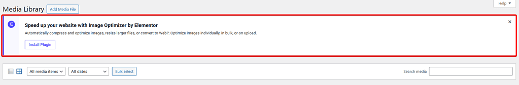 How to Hide Elementor Banners in WordPress? 9 image optimizer banner