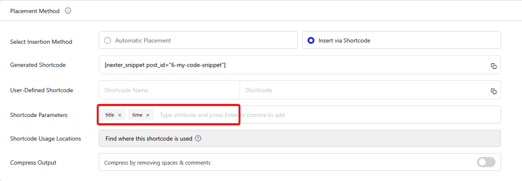 shortcode parameters new