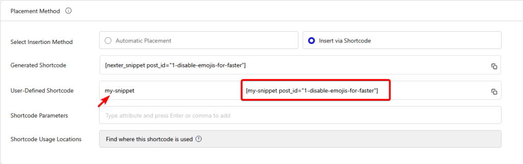 How to Add Code Snippets Using Shortcode? 2 user defined shortcode new