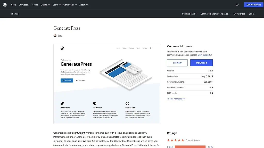Astra vs GeneratePress: 21+ Feature Comparisons 6 GeneratePress Landing Image